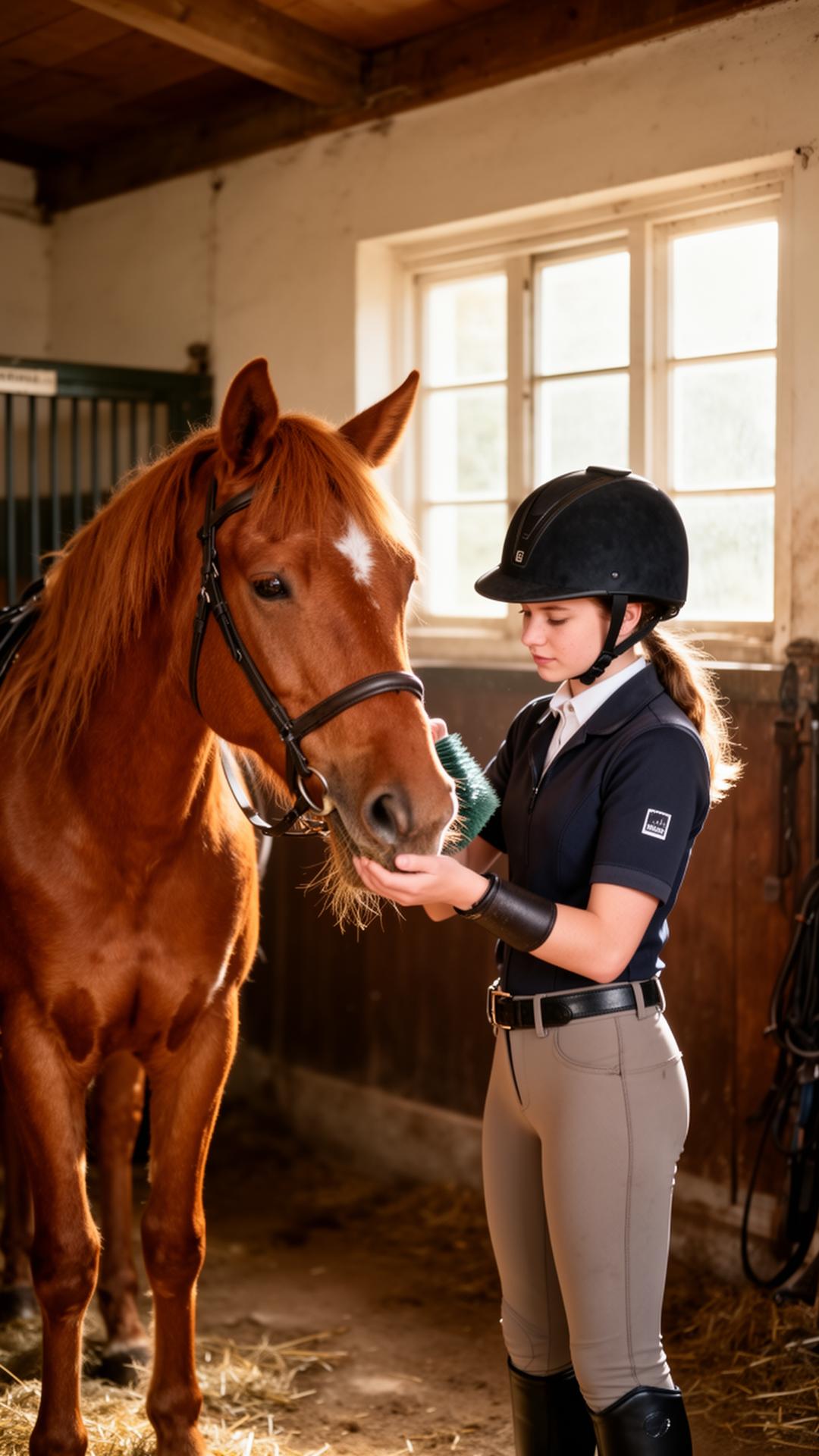 Open vintage book of equestrian photographs